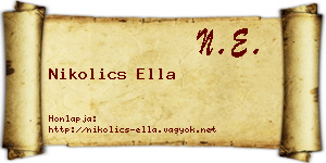 Nikolics Ella névjegykártya